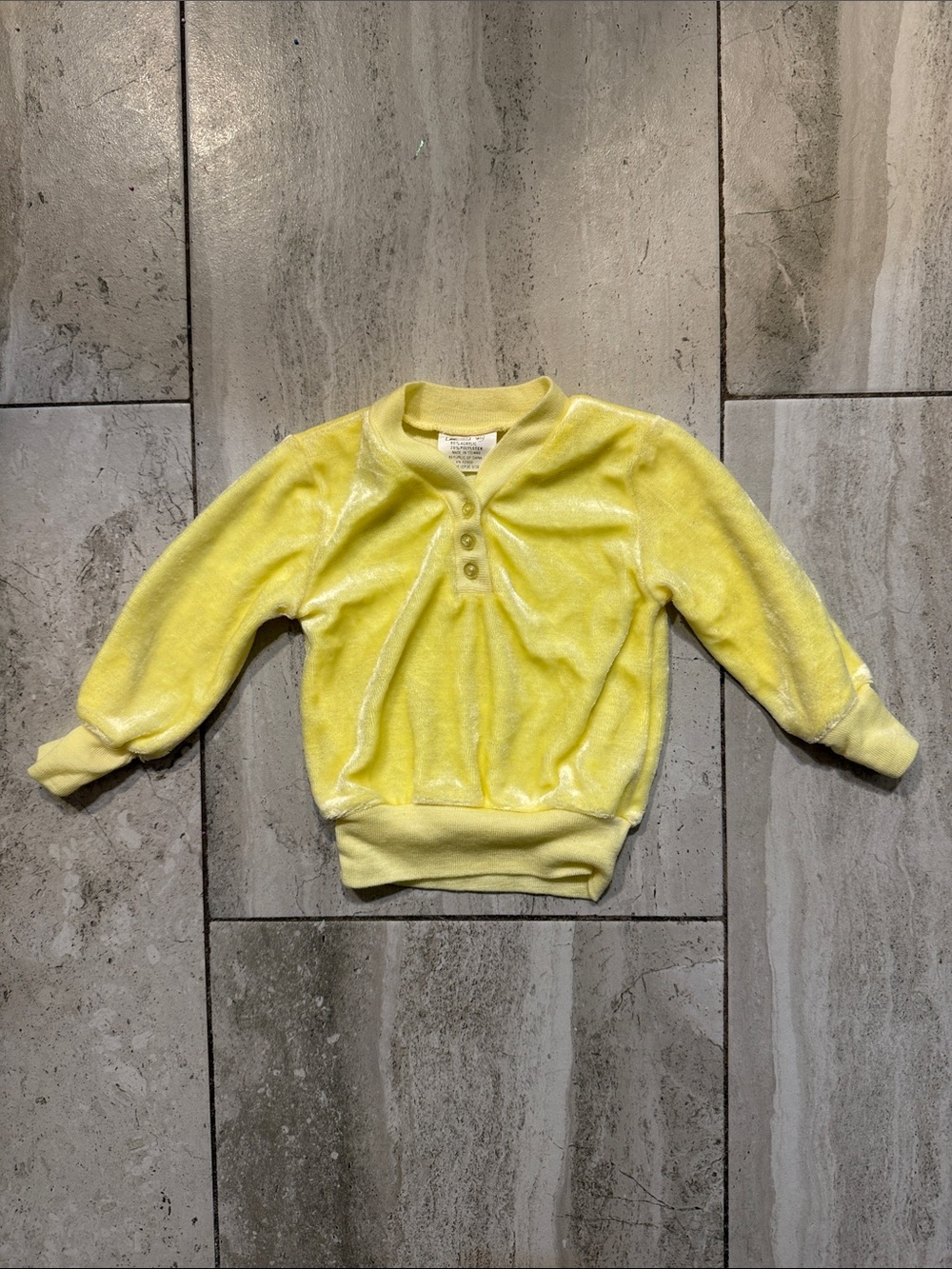 Kids' Yellow Plush Henley Top - Soft Cozy Pullover